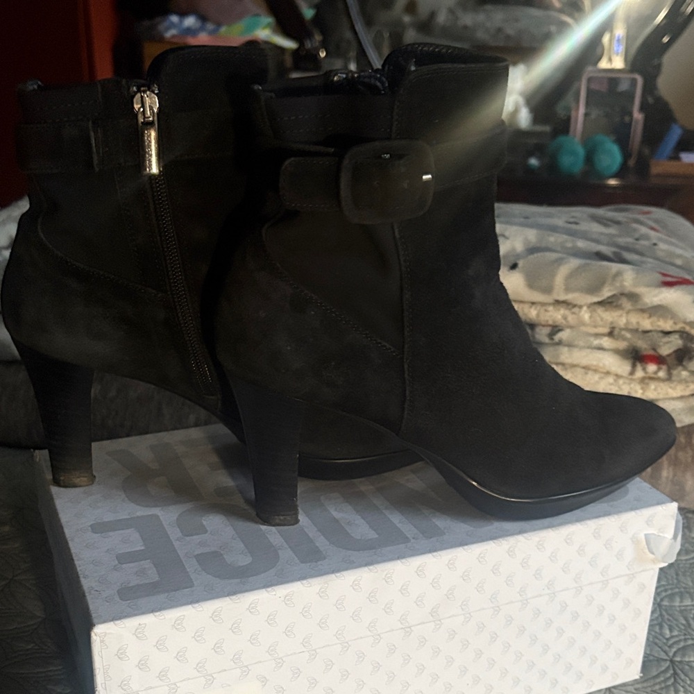 Elegant Black Suede Ankle Boots 3 Inch heel